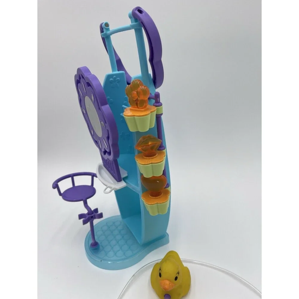Vtg 2000 Barbie Bath Works Playset Blue Purple Vanity Duck Shower Near Complete